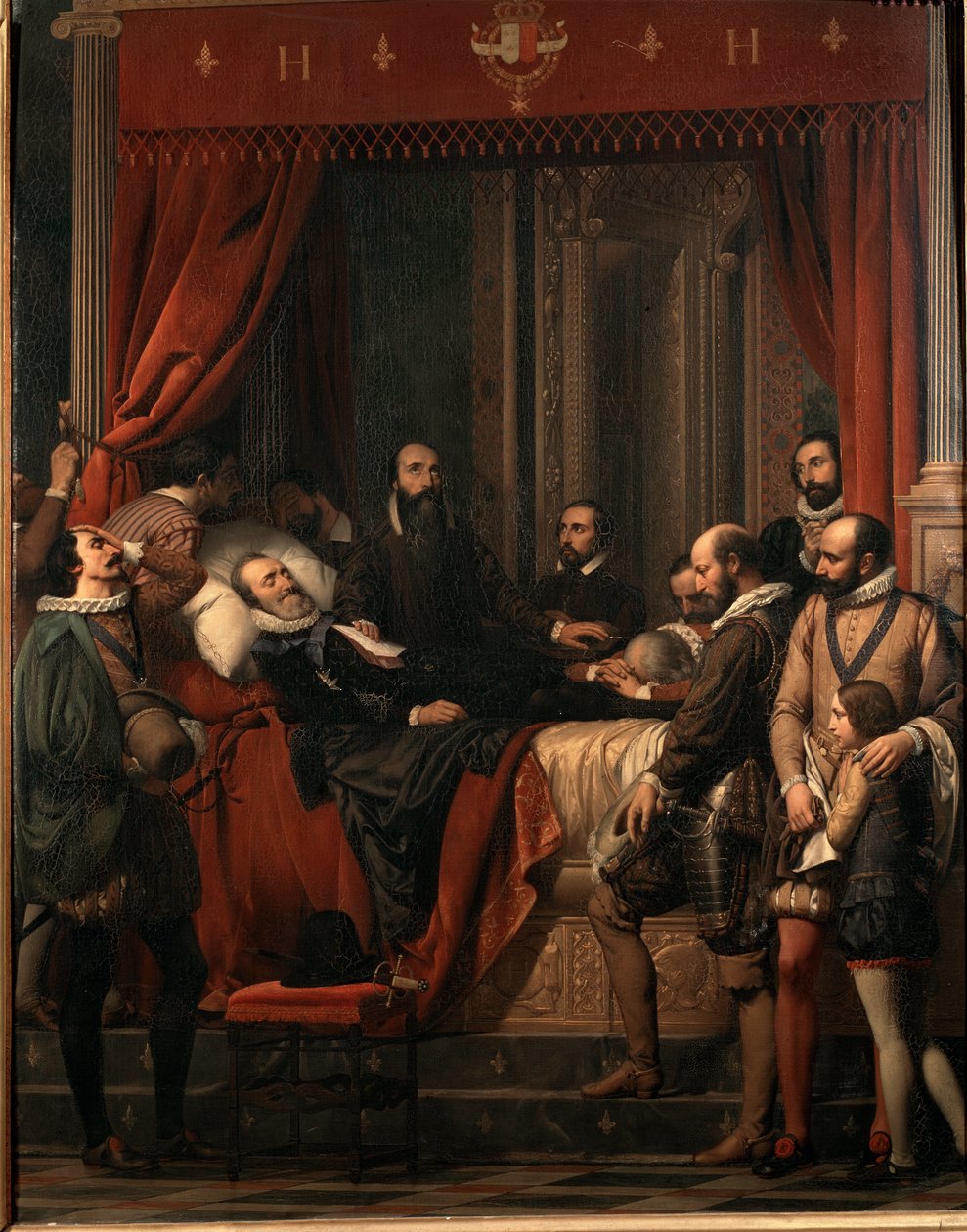 De dood van Hendrik IV koning van Frankrijk, zijn lichaam tentoongesteld in het Louvre door Alexandre Jean Baptiste Hesse
