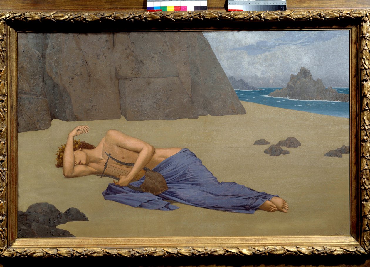 Klaagzang van Orpheus (schilderij) (1896) door Alexandre Seon