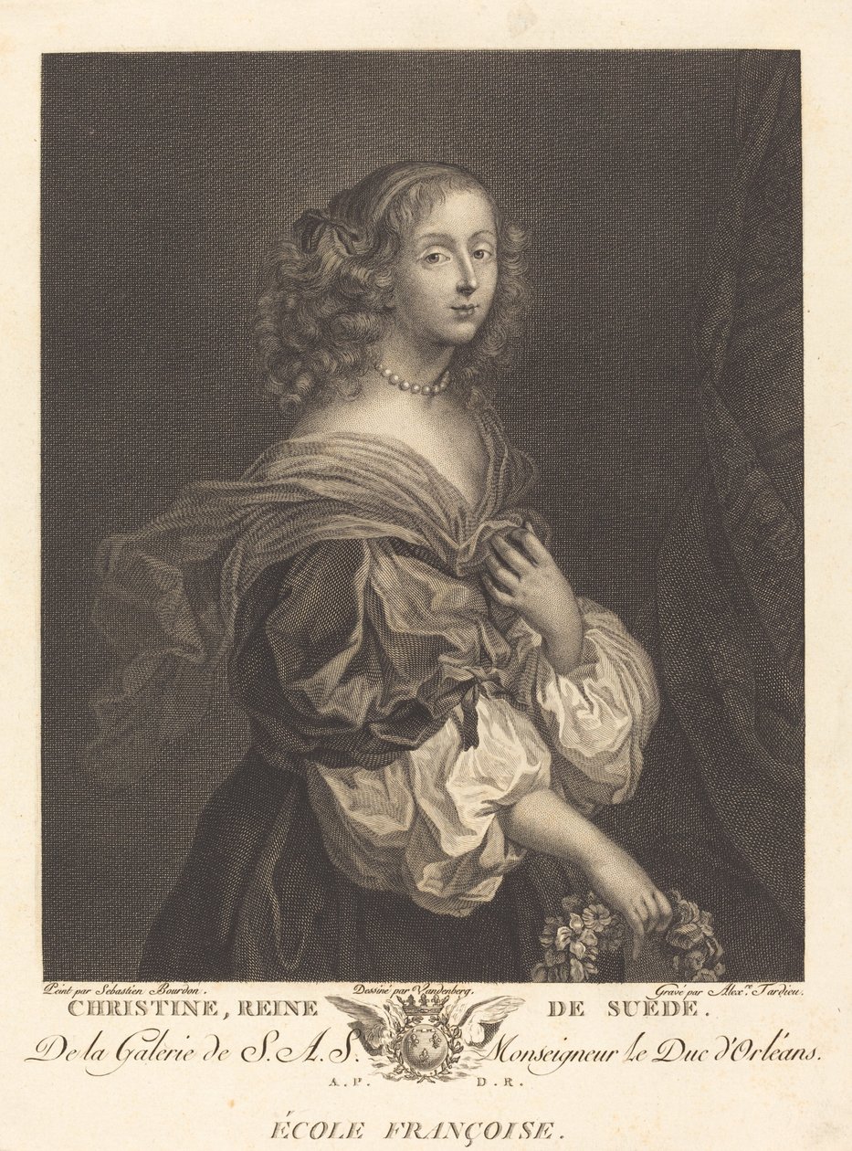 Koningin Christina van Zweden door Alexandre Tardieu after Sébastien Bourdon after Charles Auguste van den Berghe