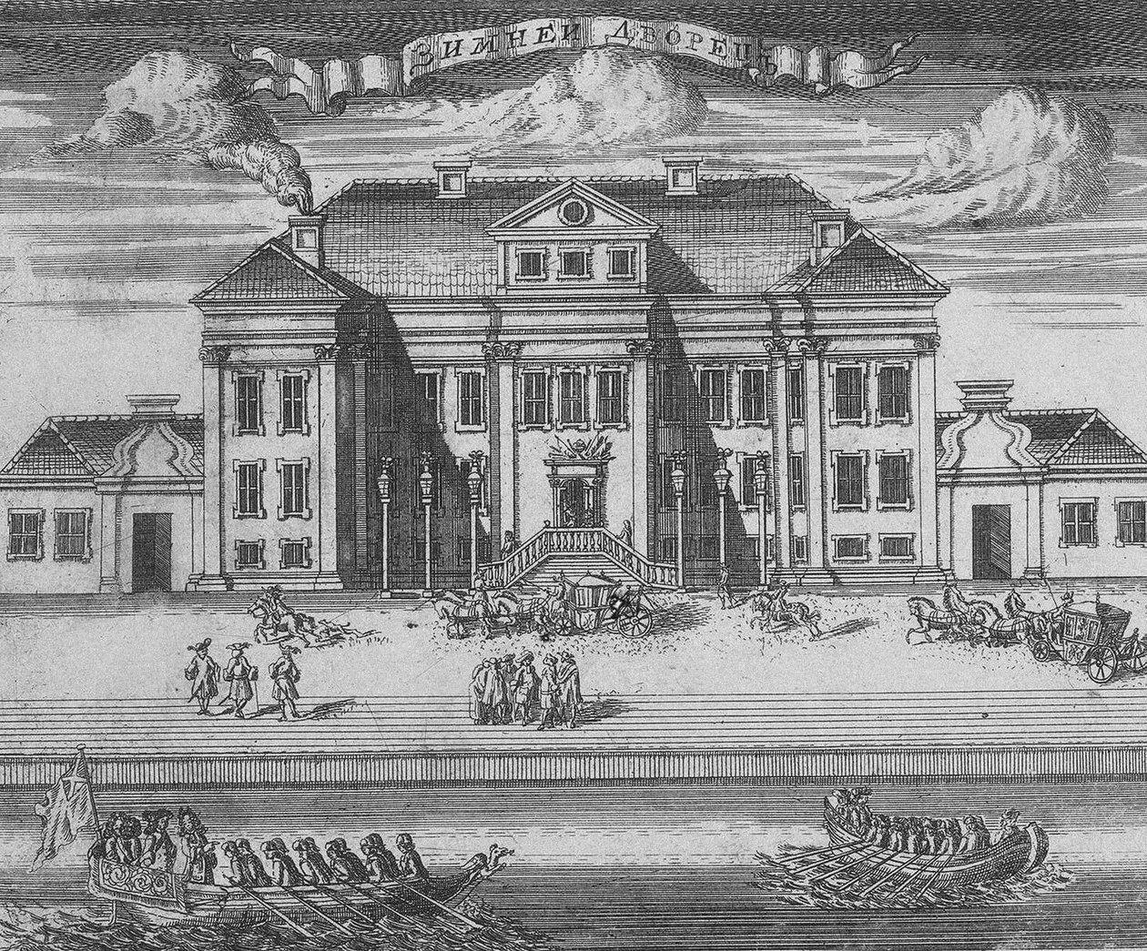 Sint-Petersburg. Uitzicht op het Winterpaleis van Peter I, 1716 door Alexei Fyodorovich Zubov