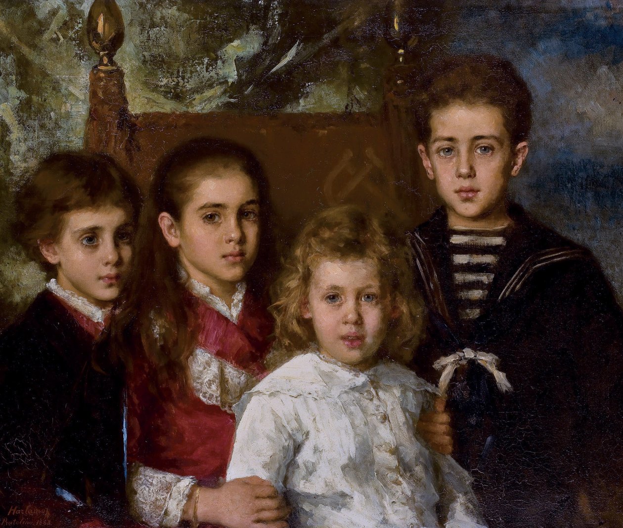 Portret van de kinderen van Paul Pavlovich Demidoff, 2e Prins van San Donato 1839-1885, Avrora, A door Alexei Alexeyevich Harlamov