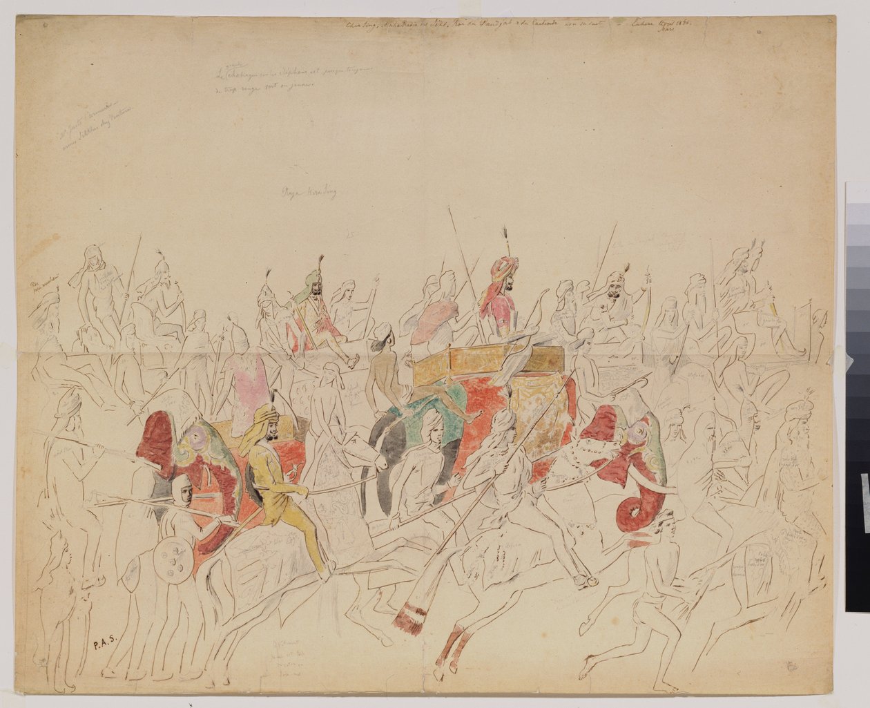 De Maharaja Sher Singh (1807-1843) van Punjab (India) en zijn hof door Alexei Dmitrievich Saltykov