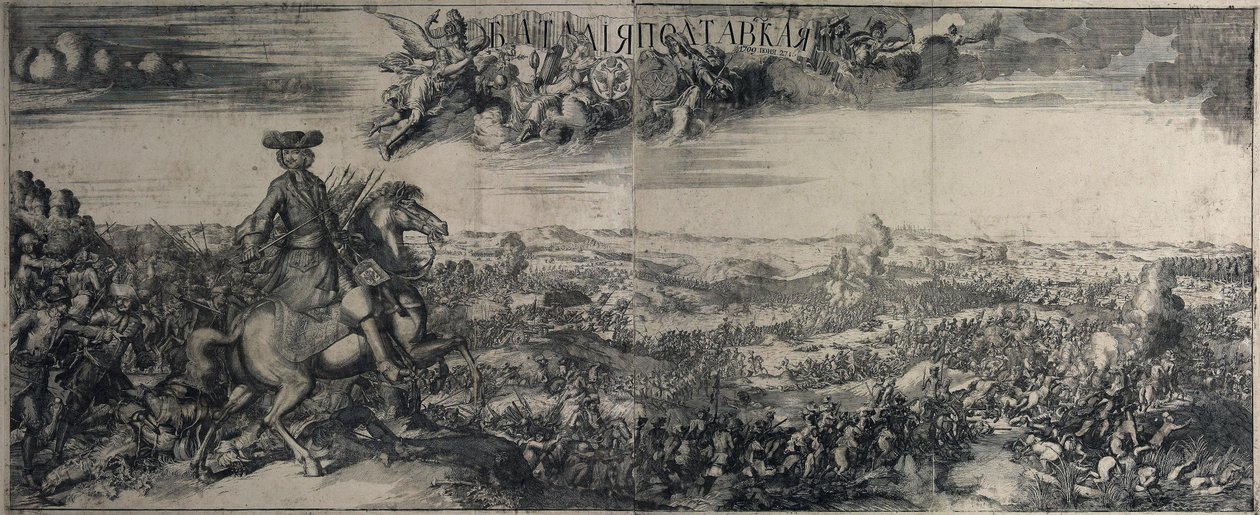 De Slag bij Poltava op 27 juni 1709 door Alexei Fyodorovich Zubov