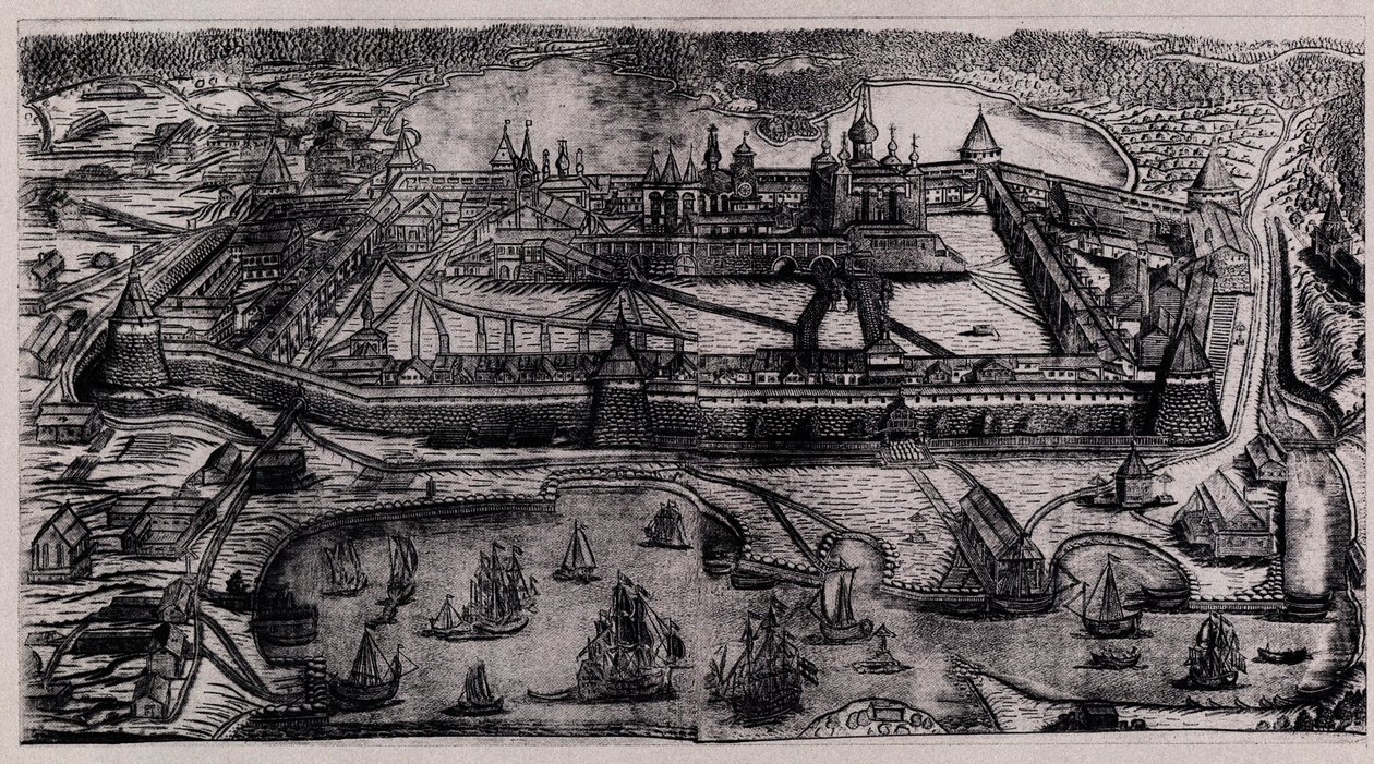 Het Solovetsky Transfiguratieklooster op de Solovetsky-eilanden, 1744 door Alexei Fyodorovich Zubov