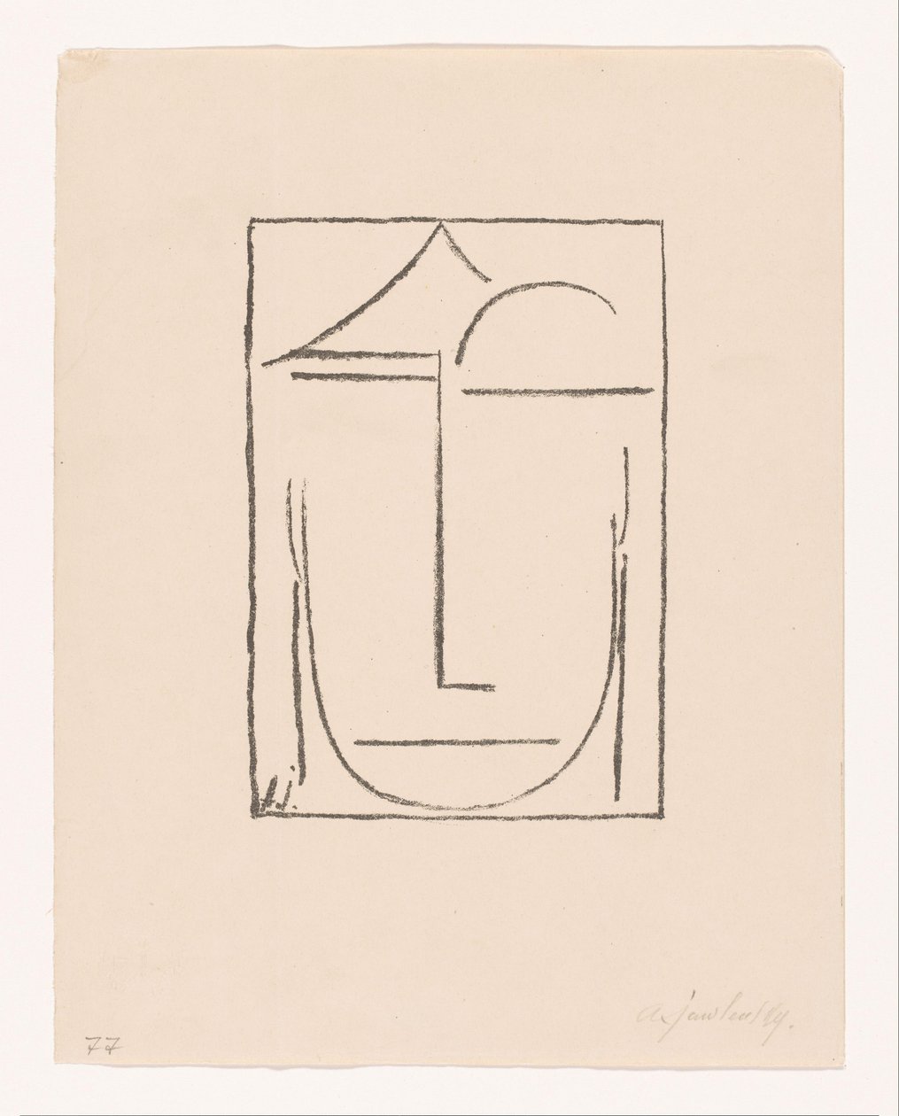 Gestileerd gezicht door Alexei Jawlensky (signed by artist)