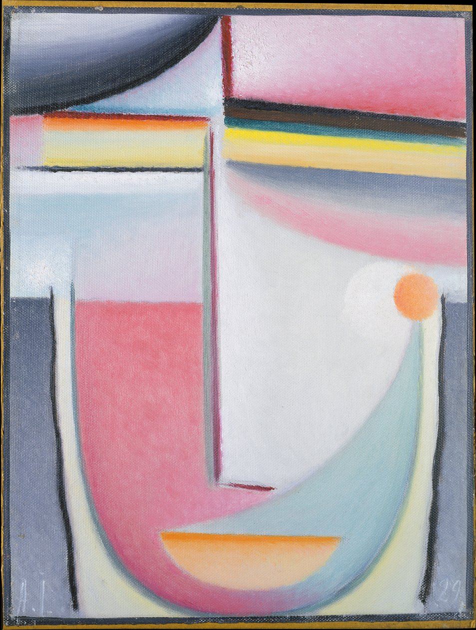 Abstract hoofd: Symfonie in roze door Alexej von Jawlensky
