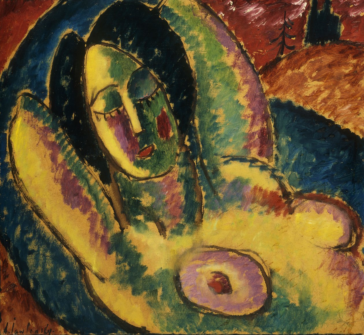 Slapend, 1912 door Alexej von Jawlensky