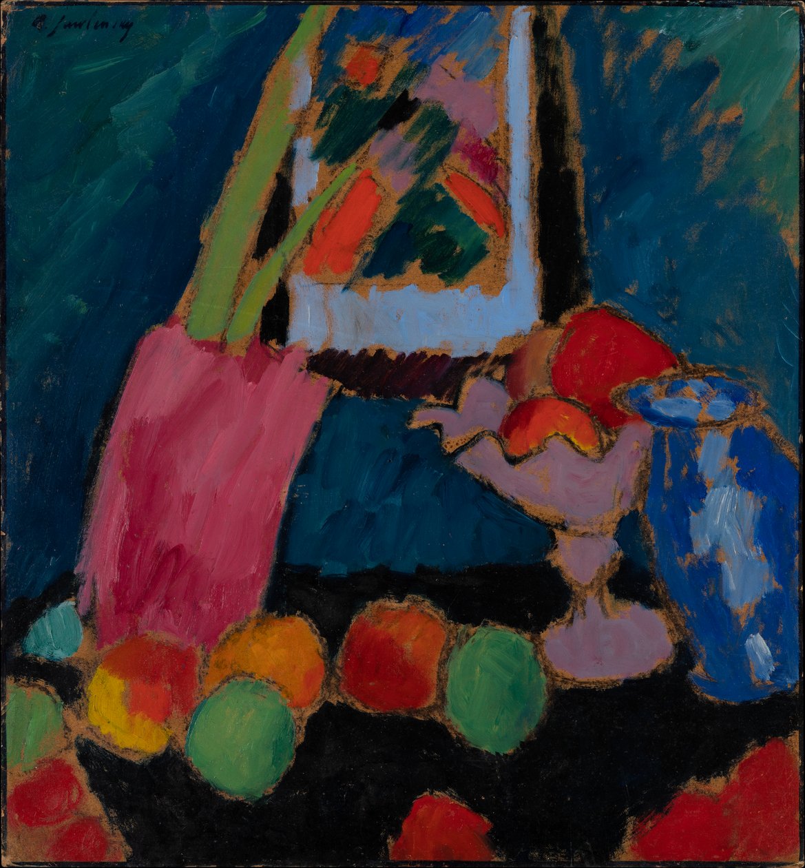 Stilleven met een paarse schaal door Alexej von Jawlensky