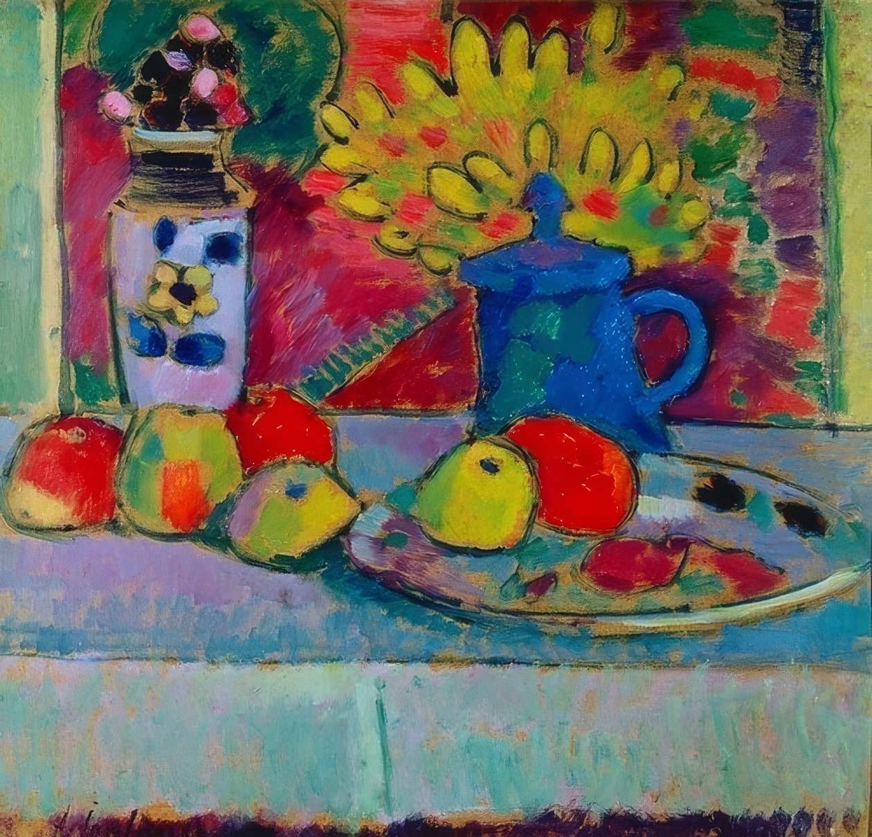 Stilleven met bloemen en vruchten door Alexej von Jawlensky