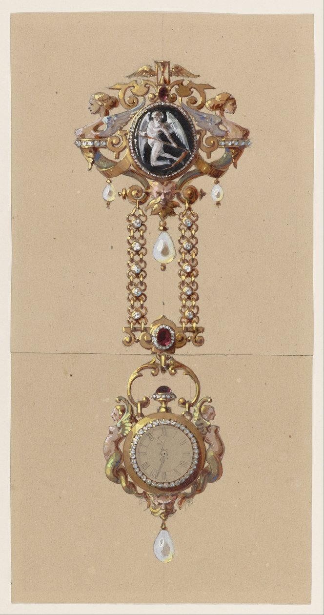 Ontwerp voor een Chatelaine met Horloge door Alexis Falize