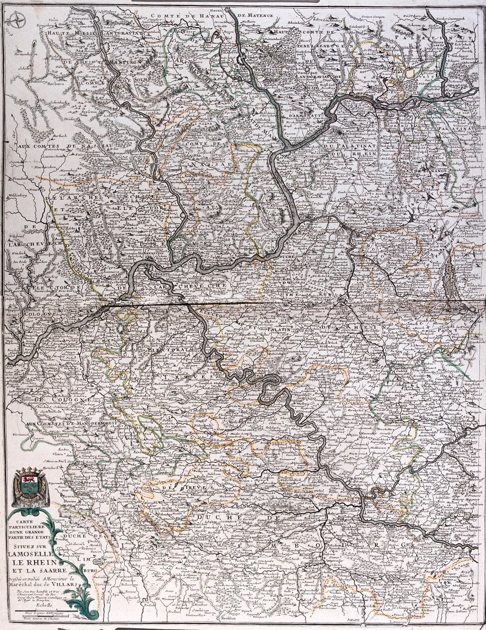 De staten aan de rivier de Mosella, Reno en Saar, Duitsland - door A door Alexis Hubert Jaillot