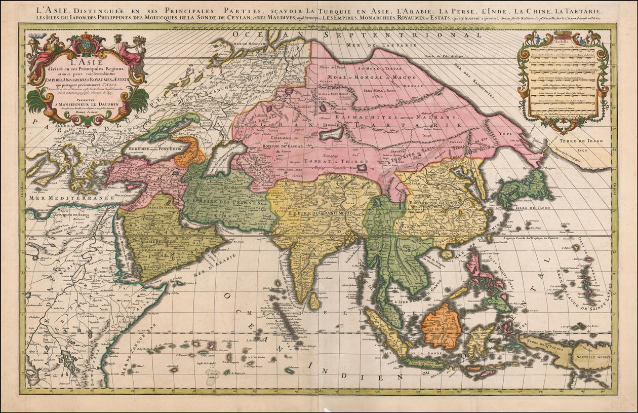 1692 kaart van Azië door Hubert Jaillot door Alexis Hubert Jaillot