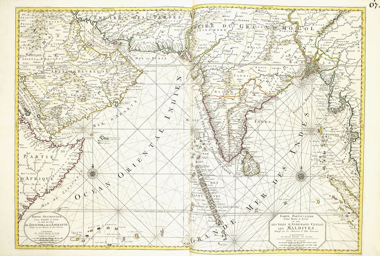 Kaart van Afrika, Arabië en India door Alexis Hubert Jaillot