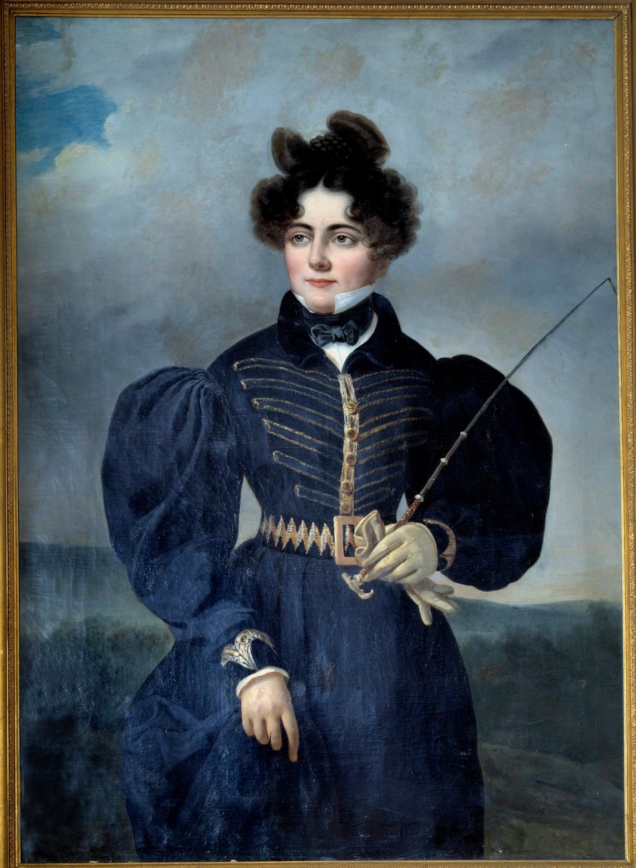 Portret van Sophie Dawes, Barones van Feucheres in een jachtkostuum door Alexis Leon Louis Valbrun