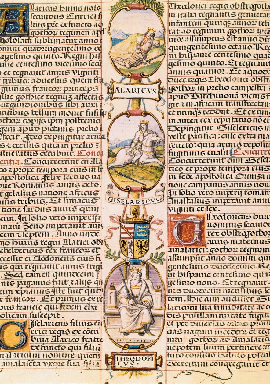 Stamboom van de koningen van de koninkrijken Asturië en Leon, uit "Genealogía de los reyes de España" door Alonso de Cartagena door Alfonso de Cartagena