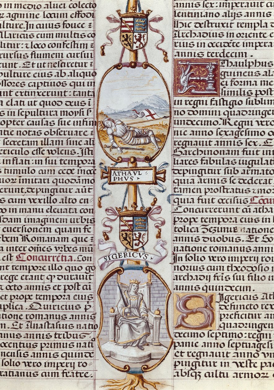 Voorstelling van de Visigotische koningen Athaulf en Sigeric, uit "Genealogía de los reyes de España" door Alonso de Cartagena door Alfonso de Cartagena
