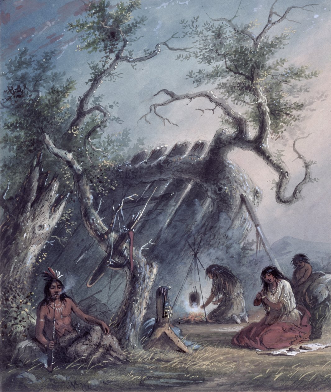 Indian Lodge, 1837 door Alfred Jacob Miller