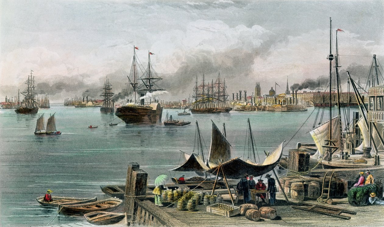 Haven van New Orleans, gegraveerd door D.G. Thompson door Alfred Rudolph Waud