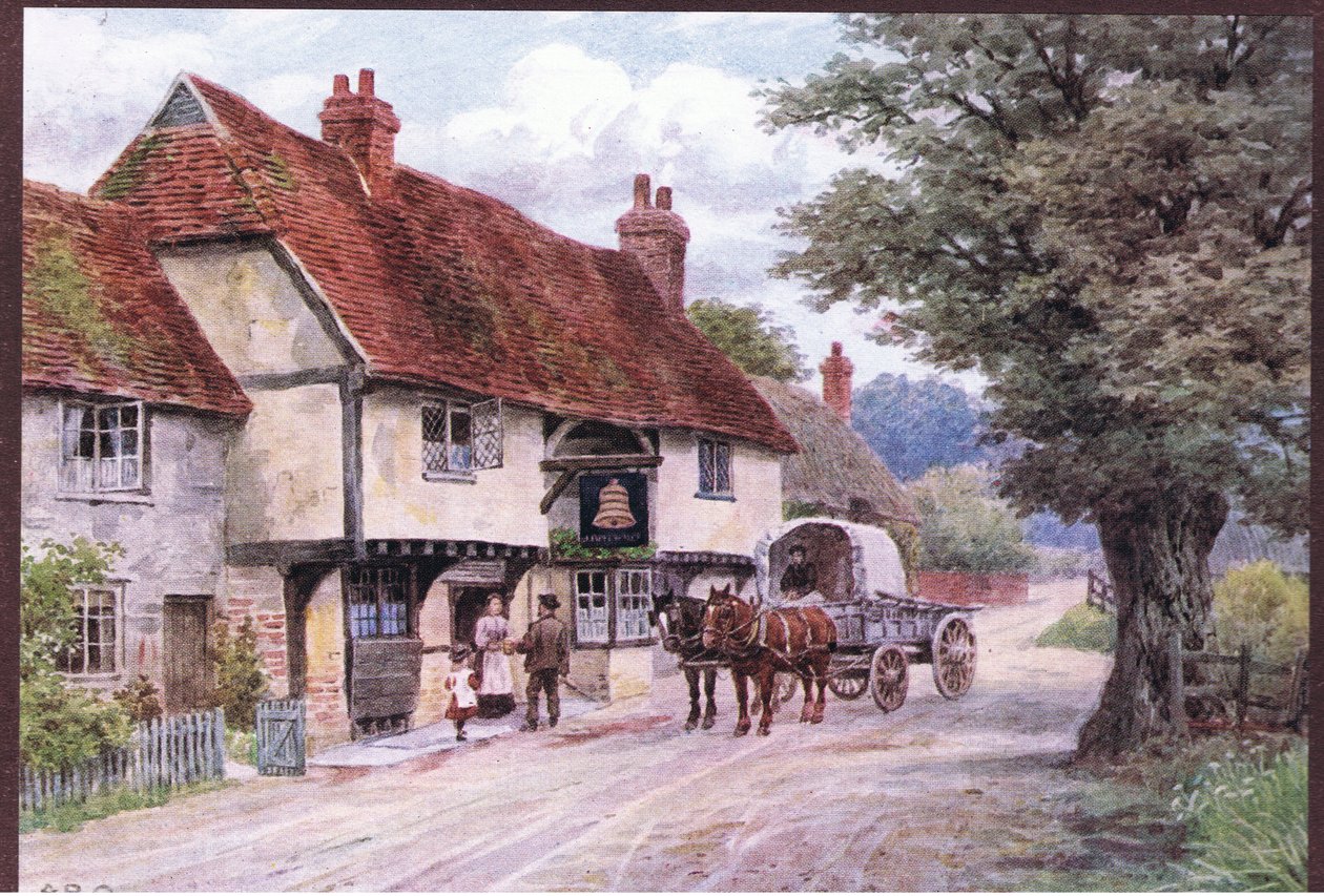 The Bell Inn, Waltham St Lawrence, uit The Cottages and the Village Life of Rural England gepubliceerd door Dent & Sons Limited, 1912 door Alfred Robert Quinton