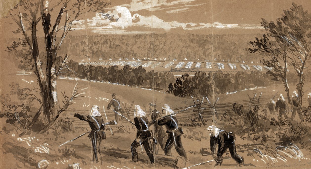 Schenks Ohio regimenten, 1861 door Alfred Rudolph Waud