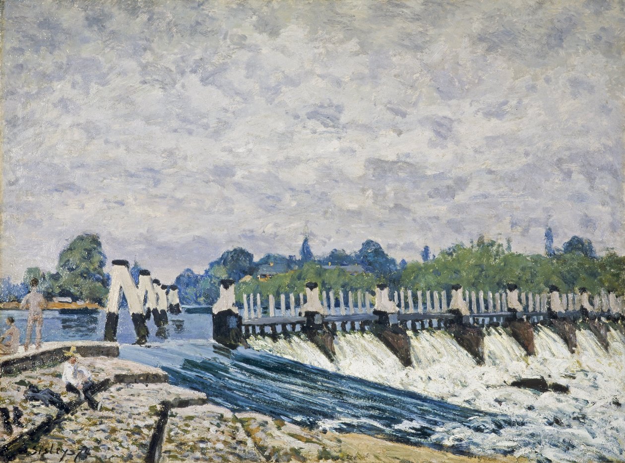 Molesey Weir, Hampton Court door Alfred Sisley