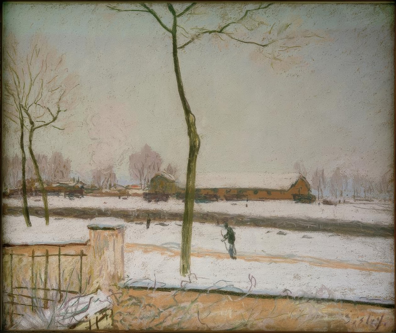 Moret - Winterlandschap door Alfred Sisley