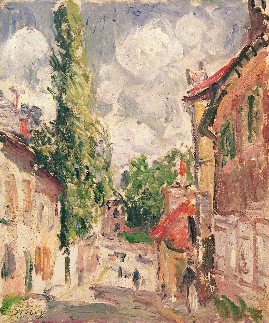 Weg in een Dorp door Alfred Sisley