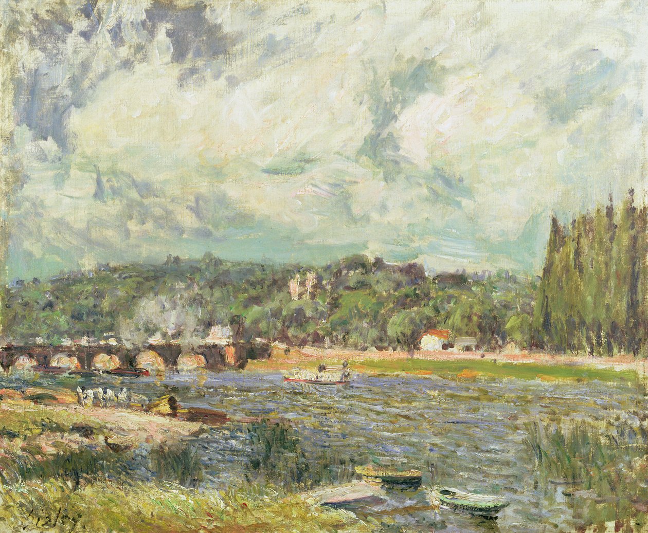 De brug bij Sevres, ca. 1877 door Alfred Sisley
