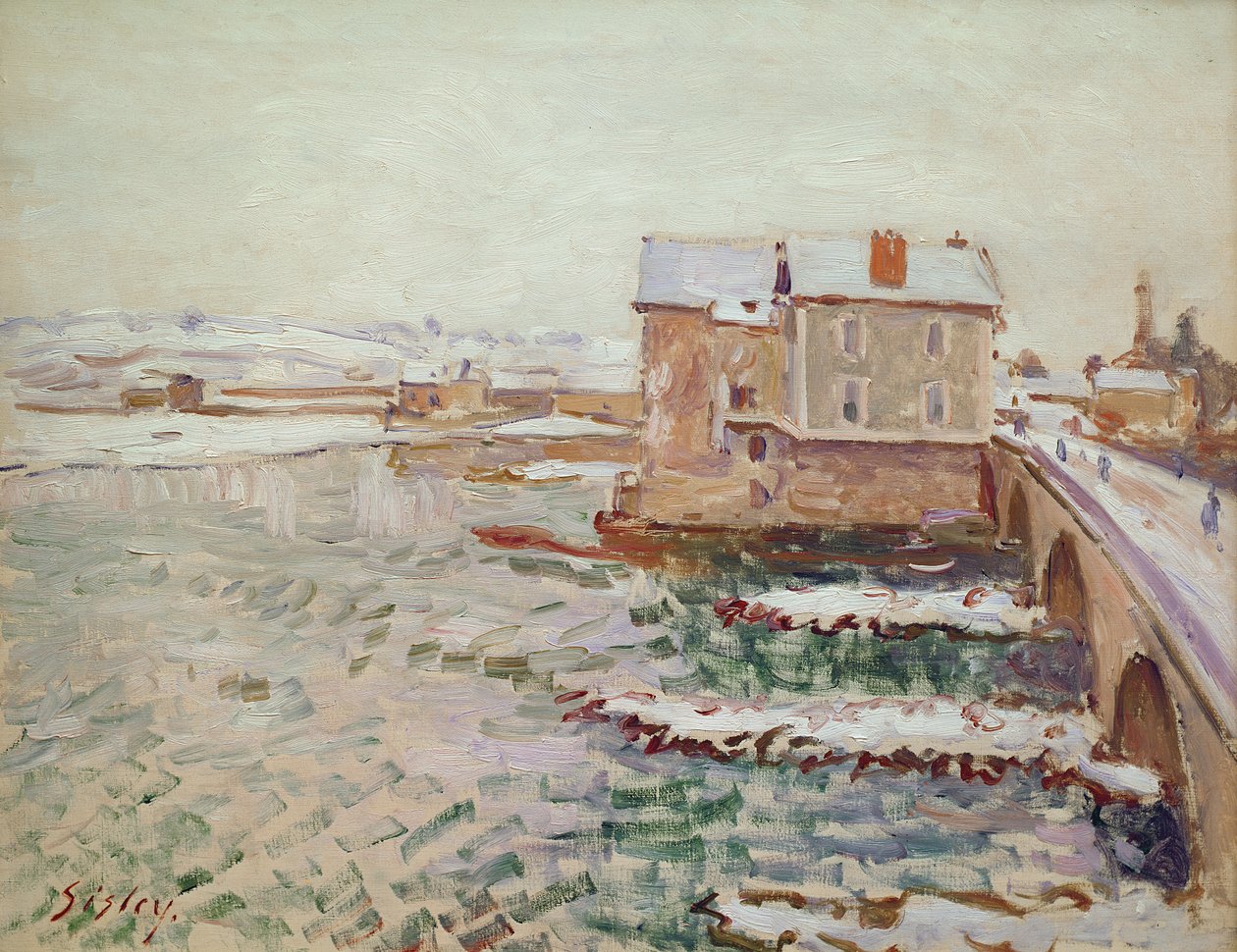 De Moret Brug tijdens de winter van 1889, na 1889 door Alfred Sisley