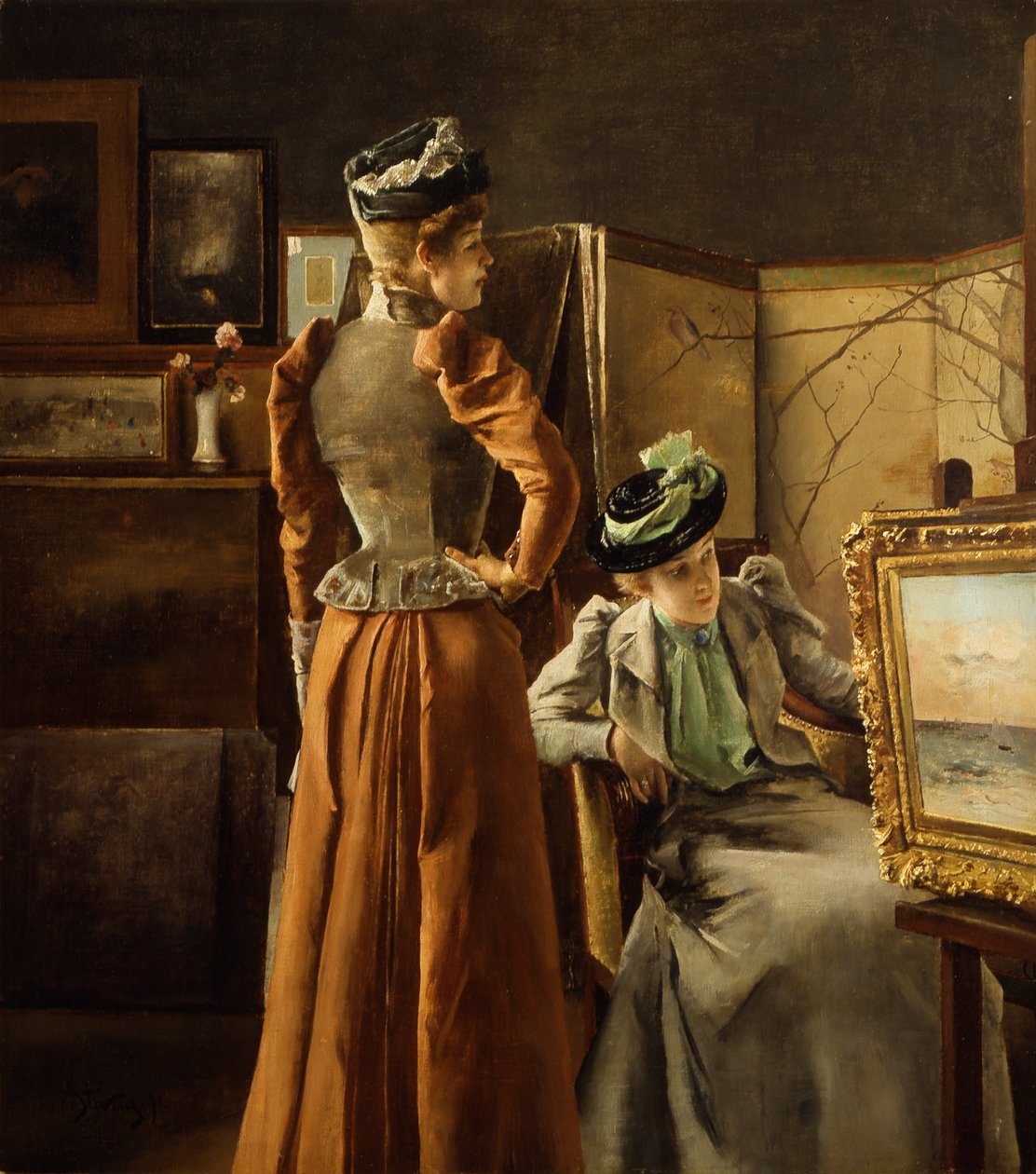 Bezoek aan het Atelier door Alfred Emile Stevens