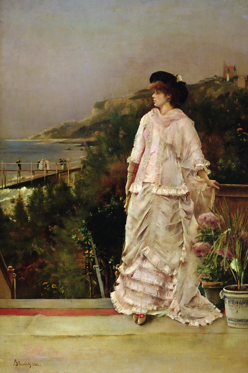 Vrouw op een Terras, 1882 door Alfred Emile Stevens