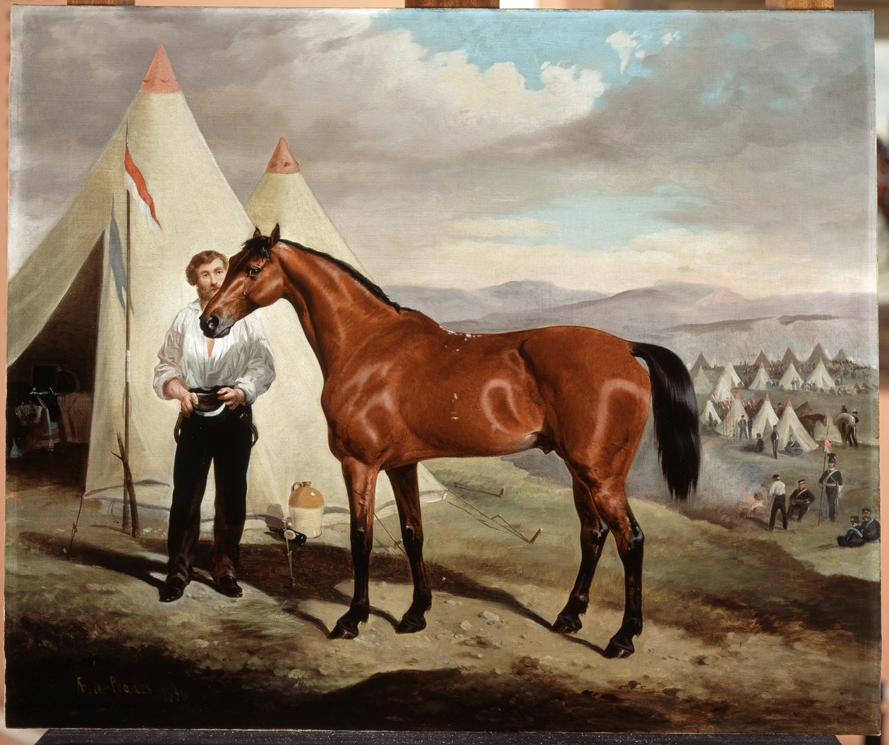 Sir Briggs, paard van Lord Tredegar (1831-1913) van de 17e Lancers, in kamp in de Krim 1854, 1856 door Alfred de Prades