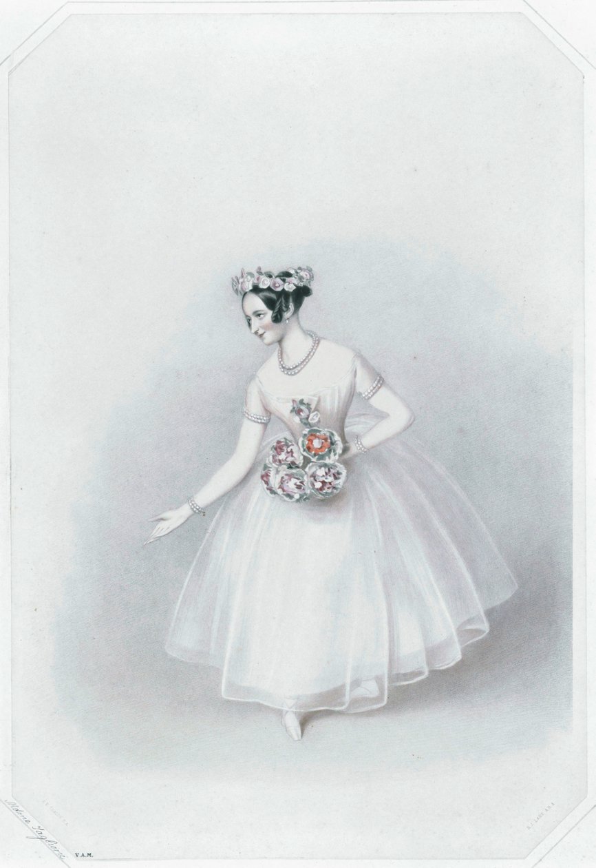 Marie Taglioni, beroemdste ballerina ... (gekleurde print) door Alfred Edward Chalon