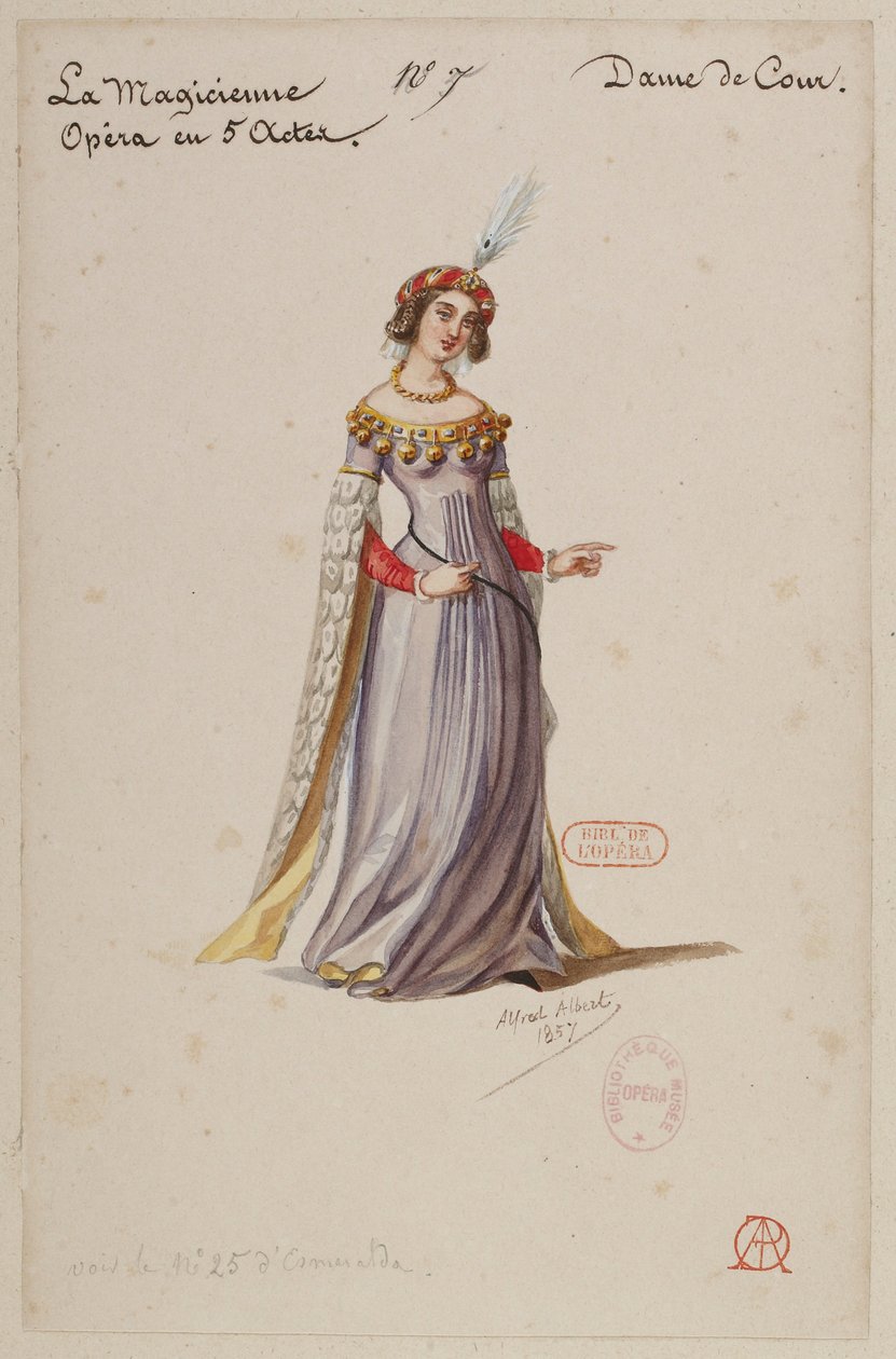 Halévy - La magicienne - kostuumontwerpen van Alfred Albert - 07. Dame van het hof door Alfred Albert