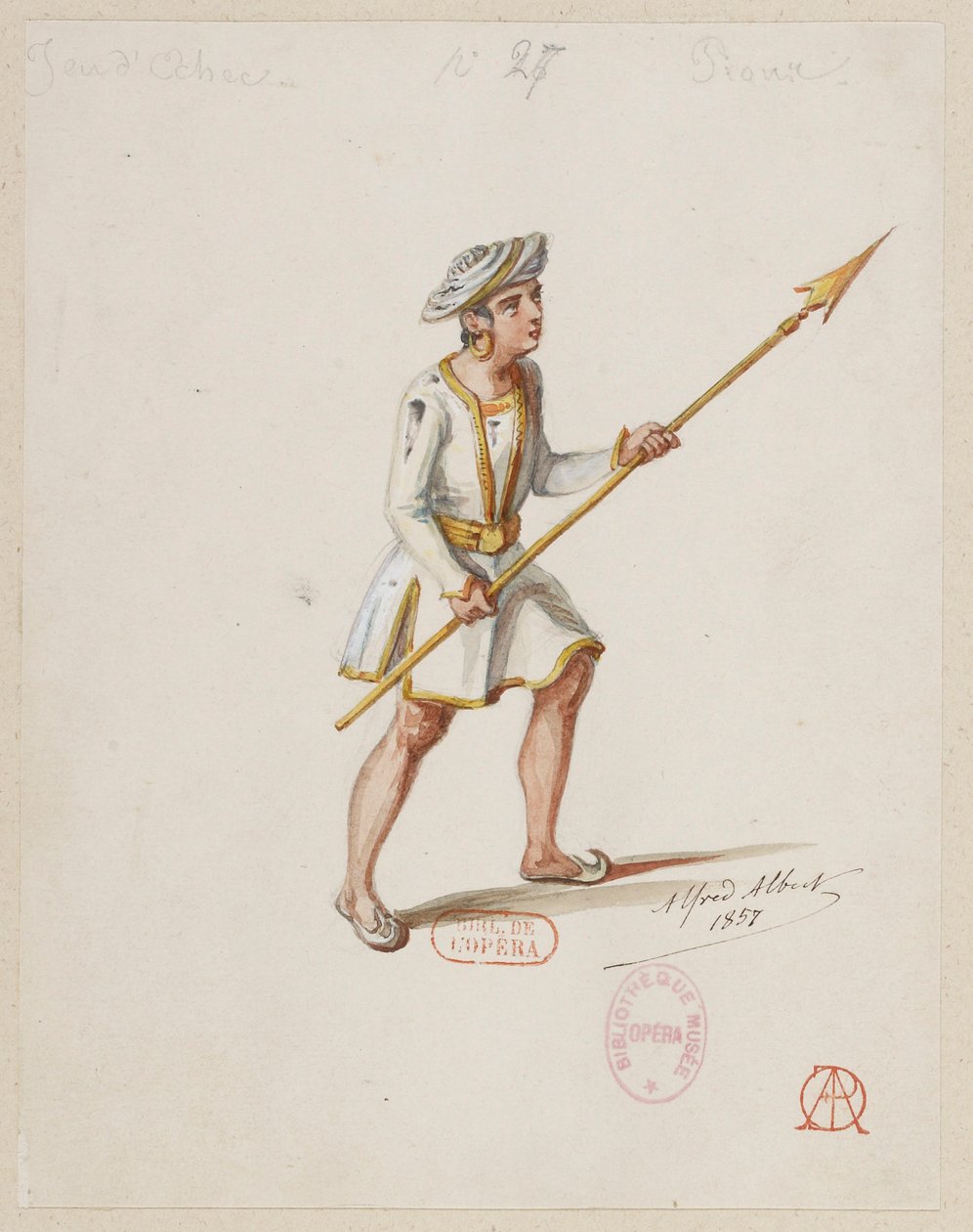 Halévy - La magicienne - kostuummodellen door Alfred Albert - 27. Schaakspel, pionnen (Saracenen) Schaakspel, pionnen (Saracenen) door Alfred Albert