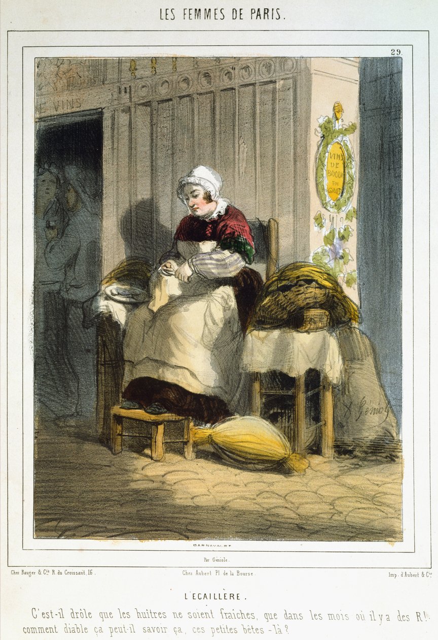 De oesterverkoper, uit Les Femmes de Paris door Alfred Andre Geniole