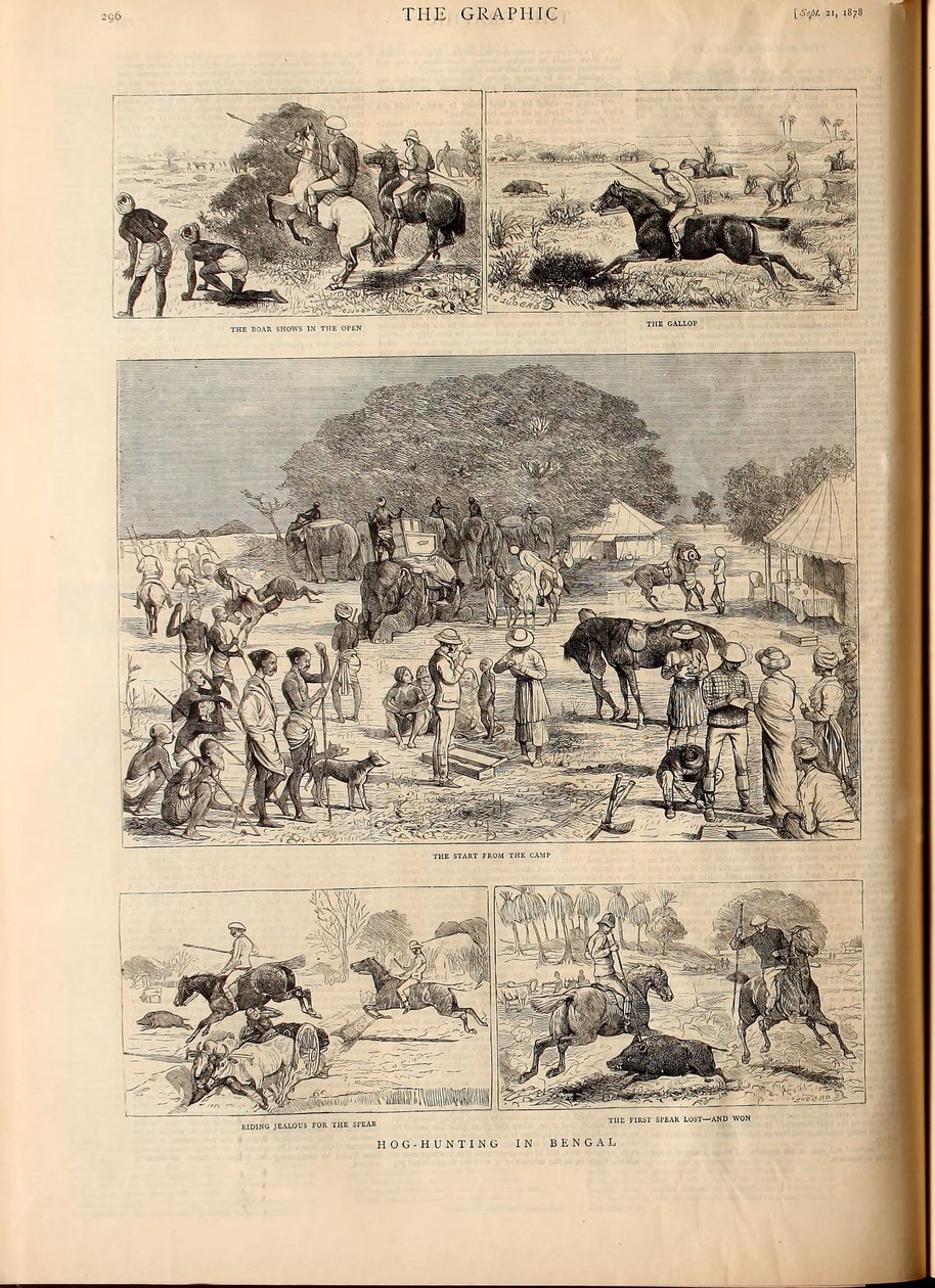 Varkensjacht in Bengalen door Alfred Chantrey Corbould
