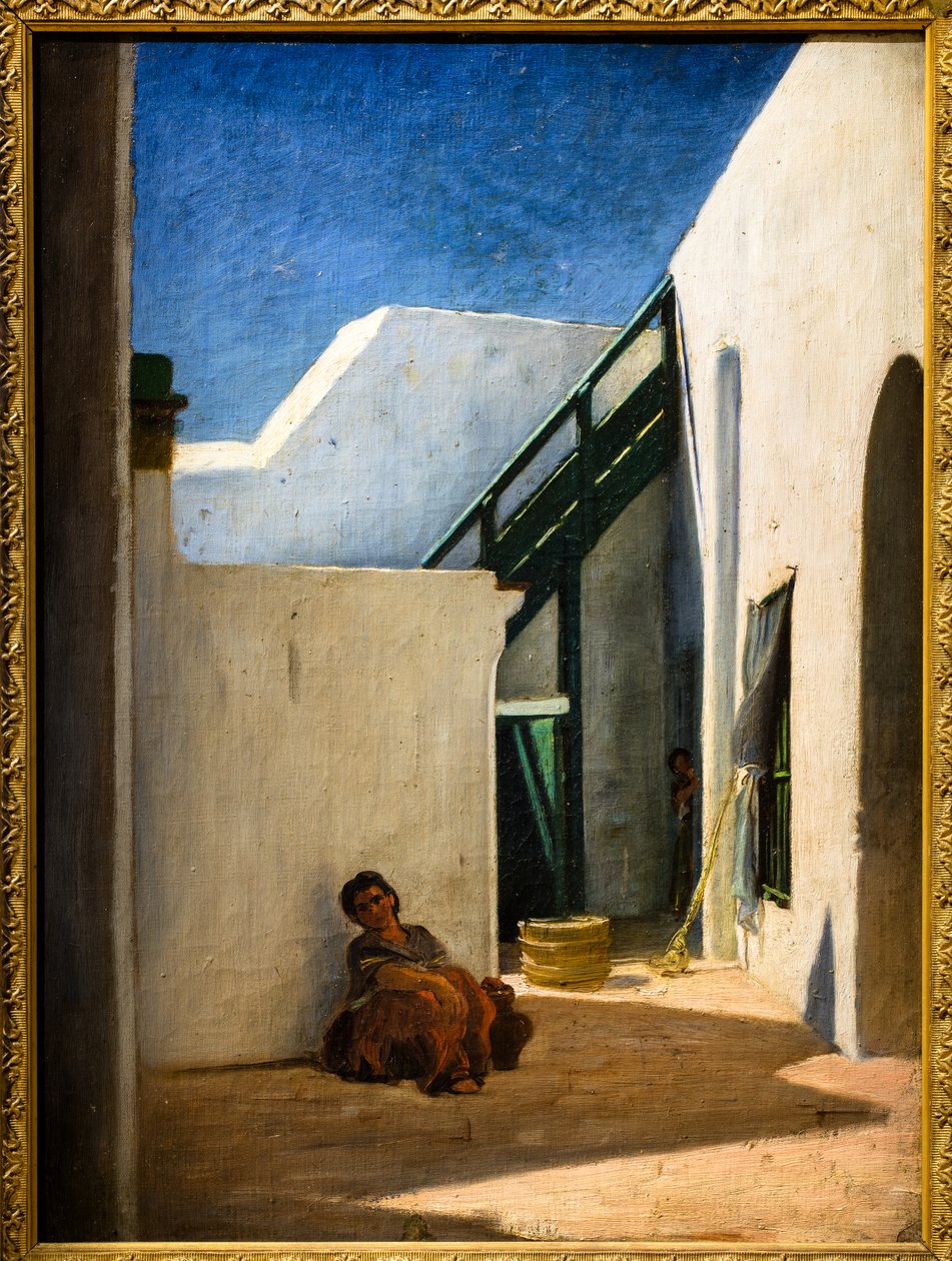 Binnenplaats van Marokkaans huis door Alfred Dehodencq