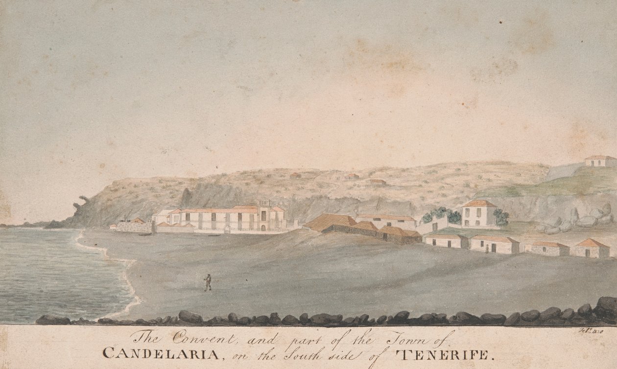 Het klooster en een deel van de stad Candelaria, aan de zuidkant van Tenerife door Alfred Diston