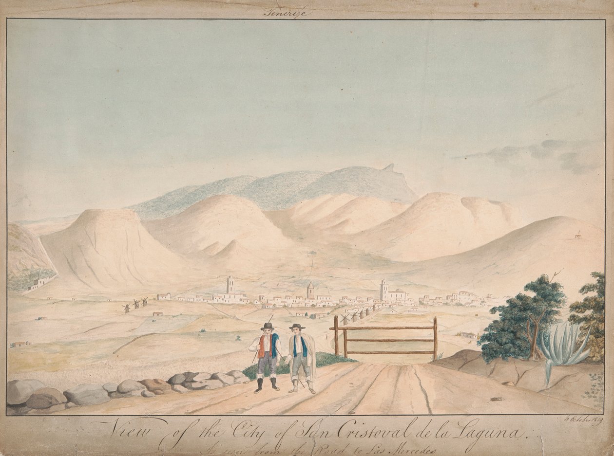 Uitzicht op de stad San Cristoval de la Laguna vanaf de weg naar Las Mercedes door Alfred Diston