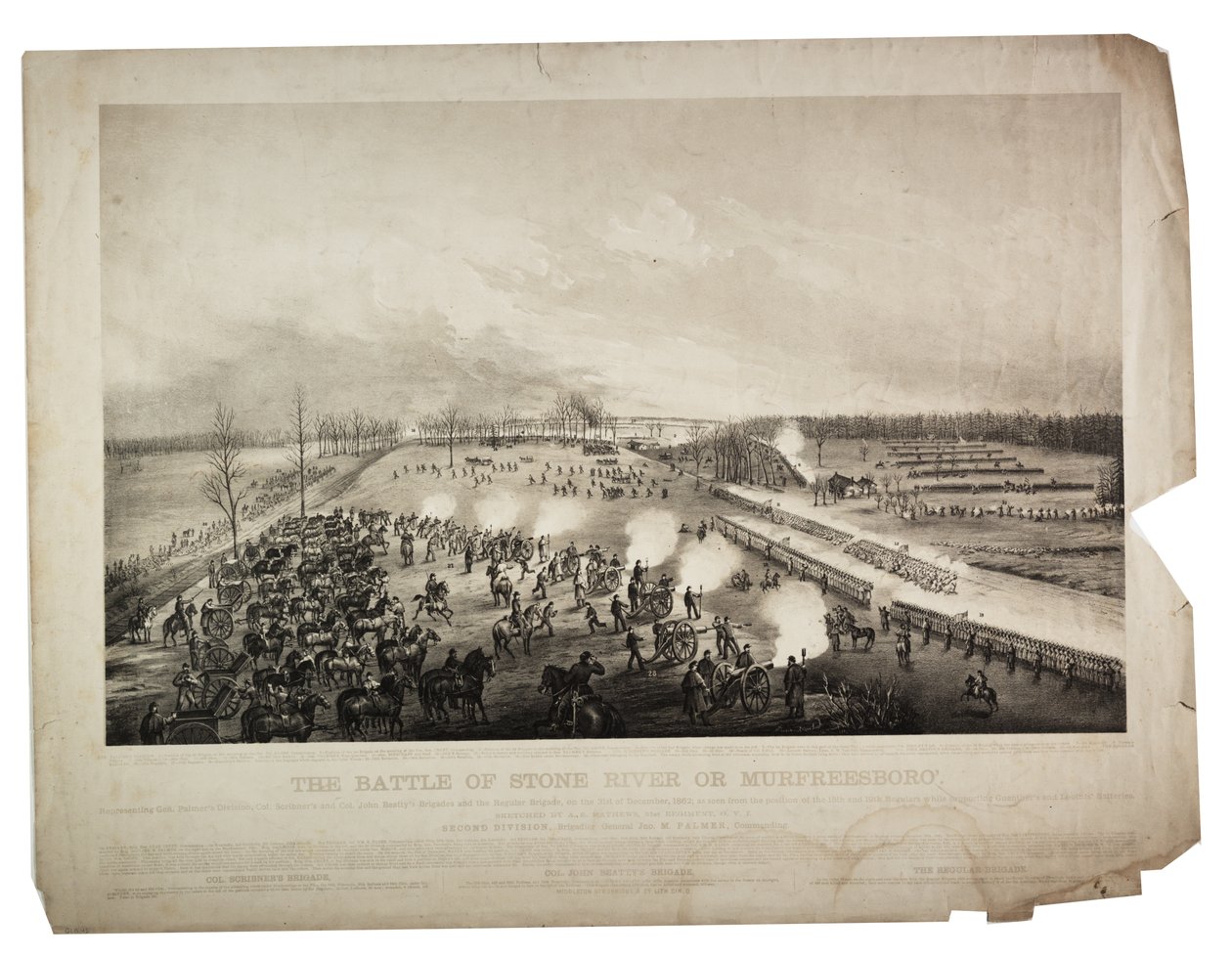 De slag om Stone River of Murfreesboro, 1863 door Alfred E. Mathews