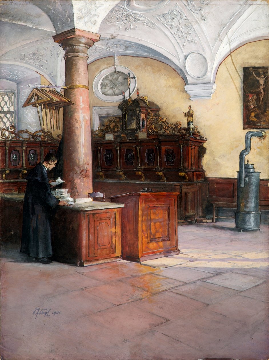 De sacristie van de universiteitskerk in Wenen door Alfred Edler von Pflügl