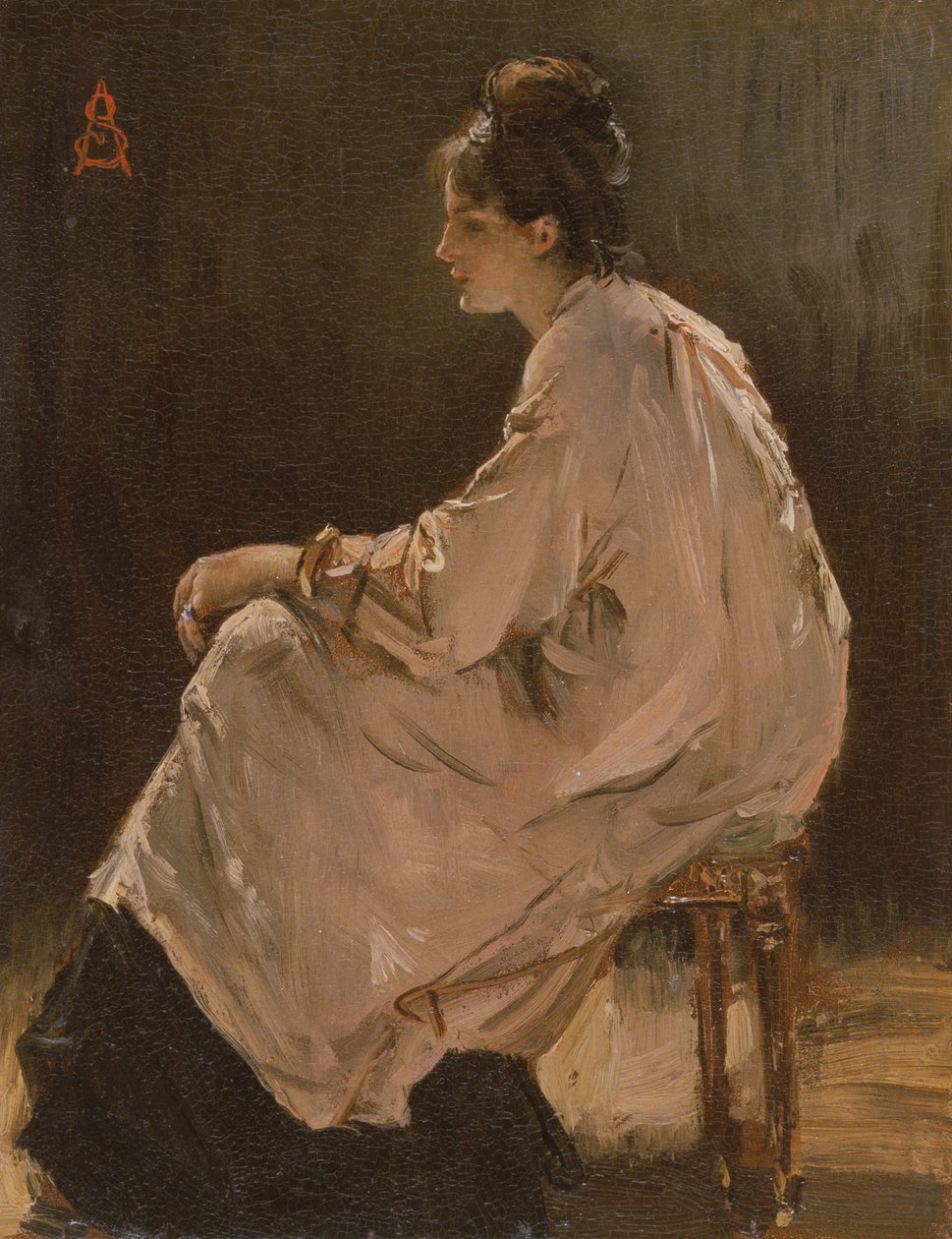 Zittend meisje door Alfred Emile Stevens