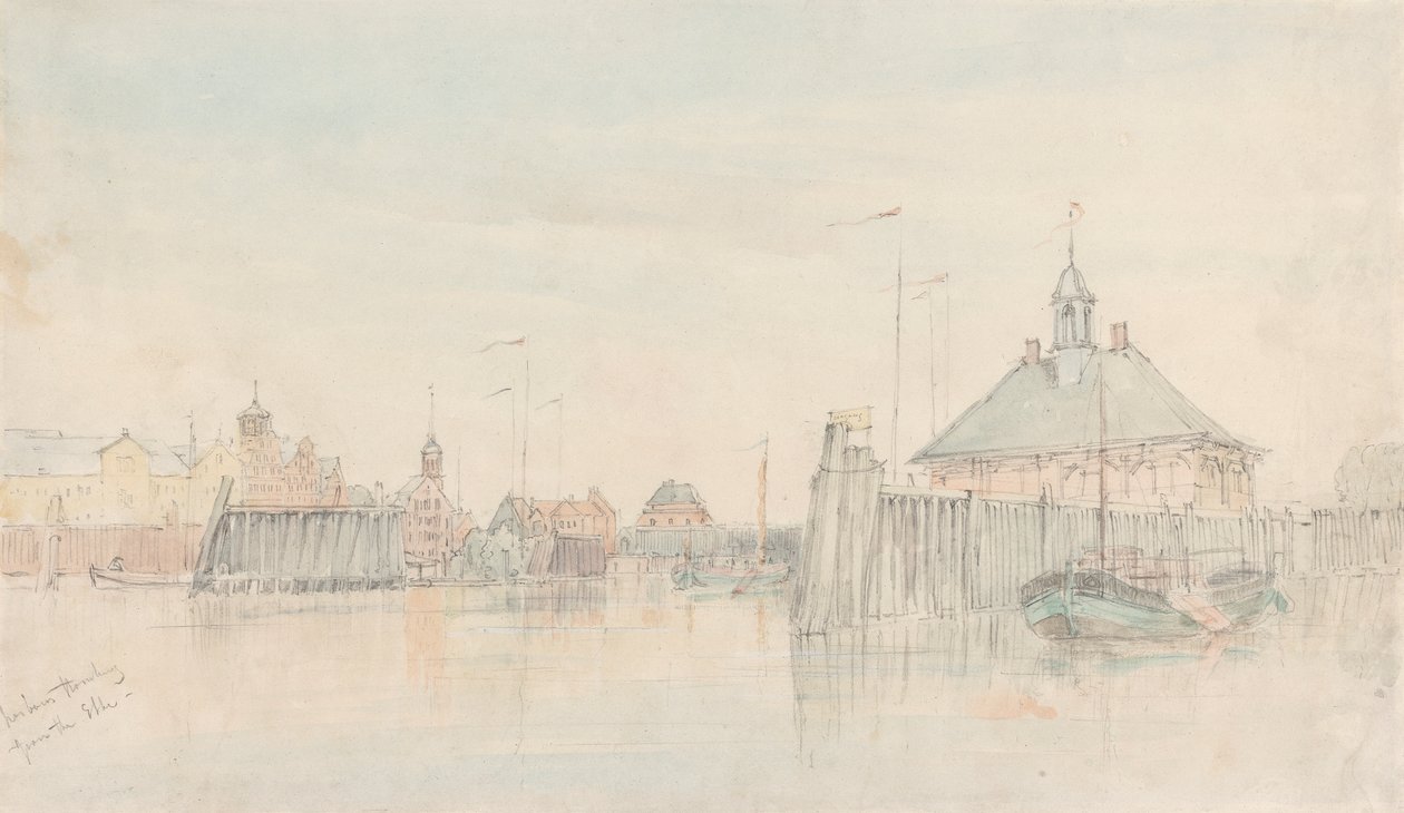 Haven, Hamburg vanaf de Elbe door Alfred Gomersal Vickers