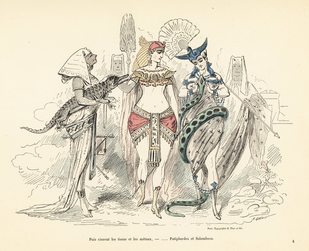 Salammbo en Potiphars vrouw in exotische outfits, Carthago, 3e eeuw door Alfred Grevin