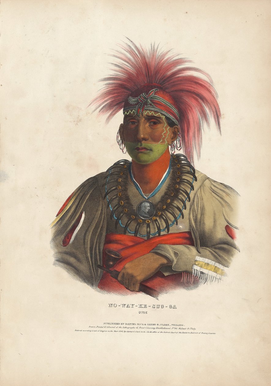 No-Way-Ke-Sug-Ga, Otoe door Alfred Hoffy, after Charles Bird King