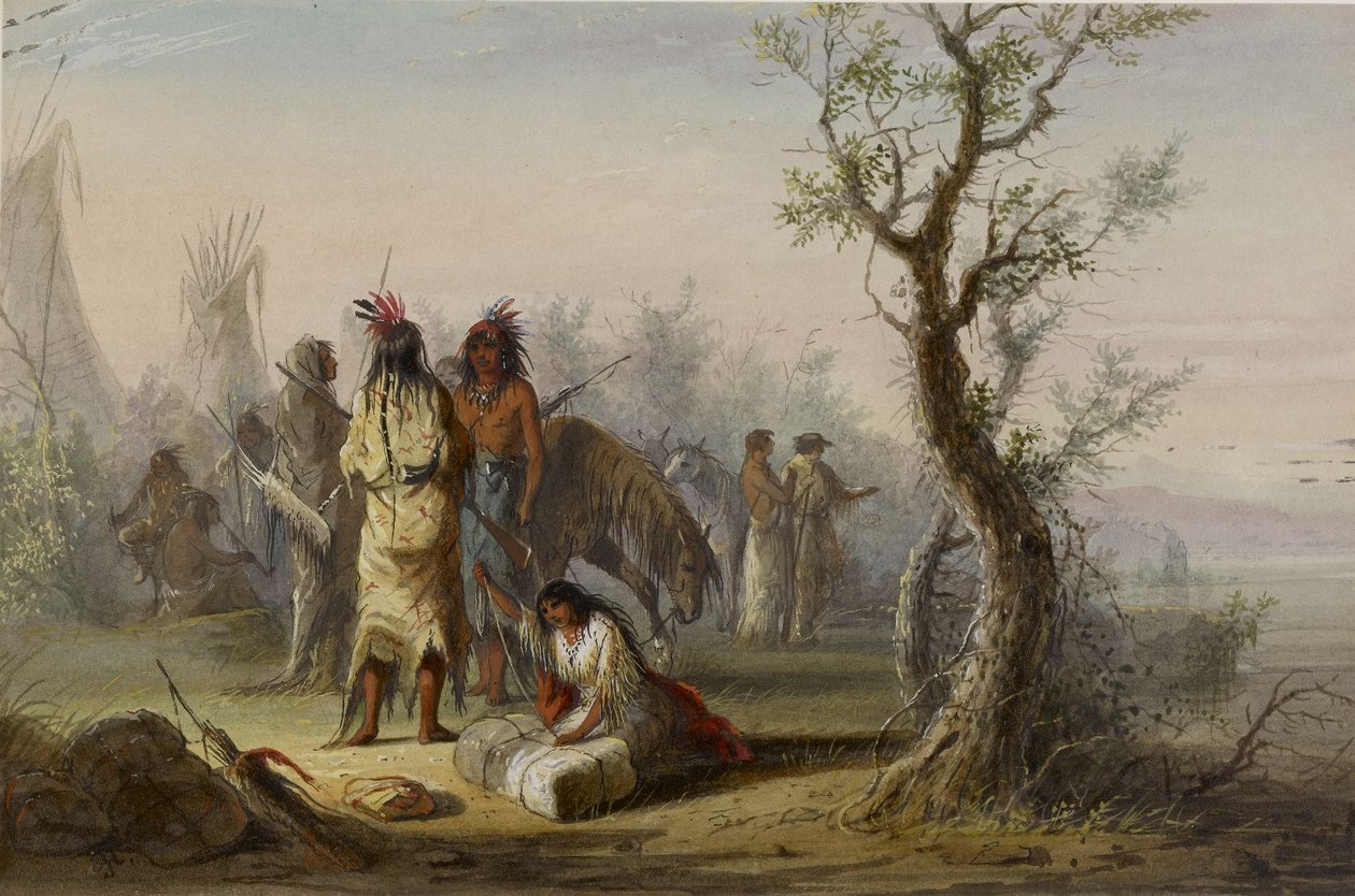Een indianenkamp door Alfred Jacob Miller