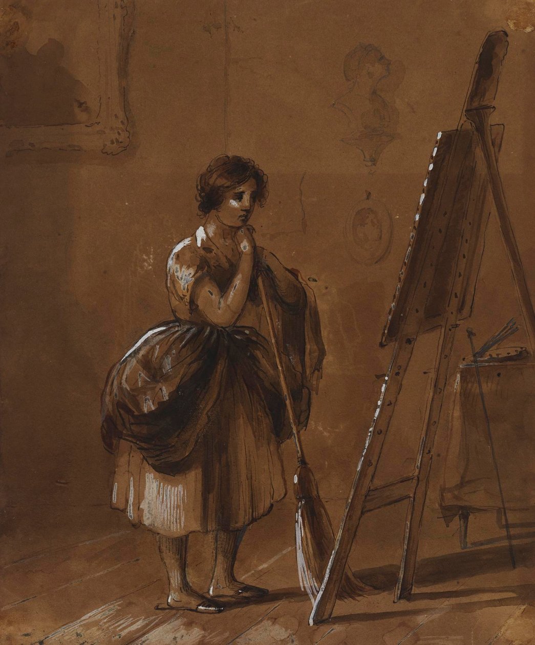 Atelier van de kunstenaar. De criticus. door Alfred Jacob Miller