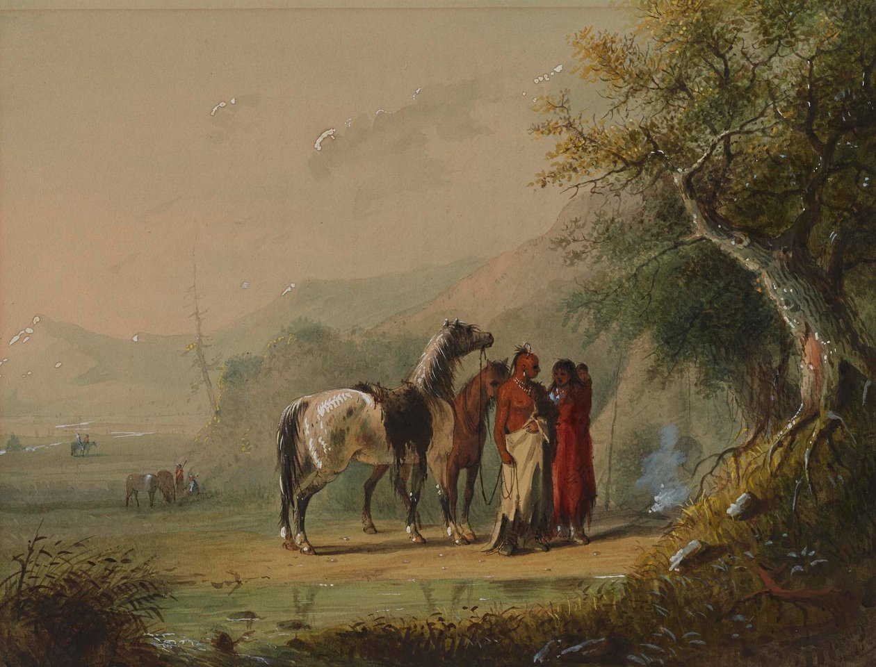 Kamptafereel (Sioux) door Alfred Jacob Miller
