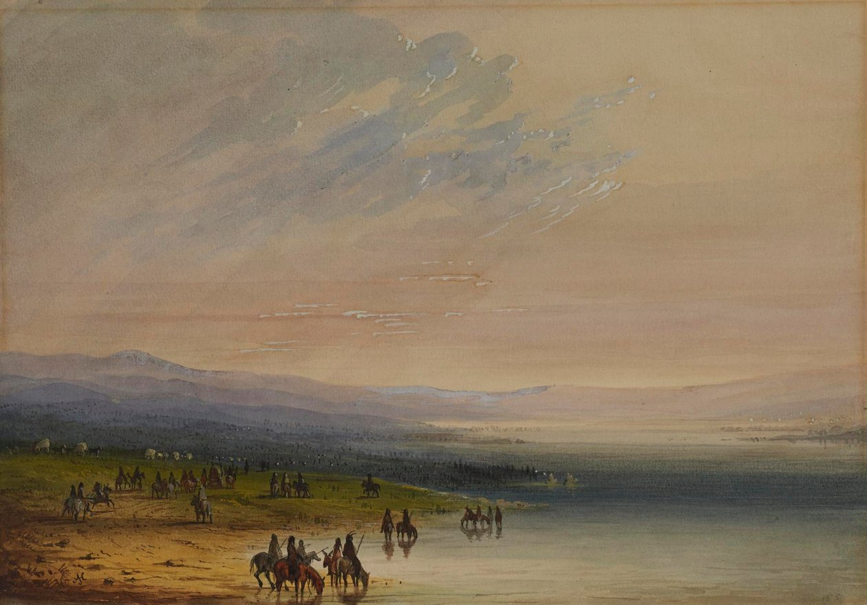 Caravan op de Platte door Alfred Jacob Miller